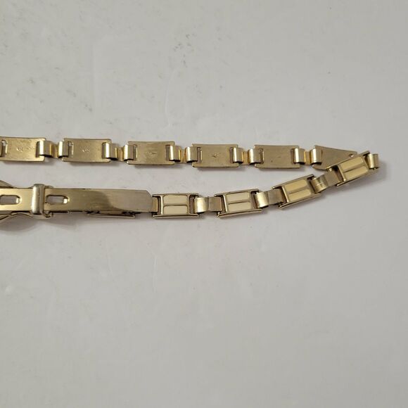 Vintage 80\'s 90\'s Gold Tone Enamel Panel Link Belt Buckle Clasp 28\